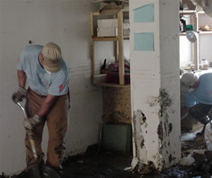 Doug Brown working with the Katrina clean up.